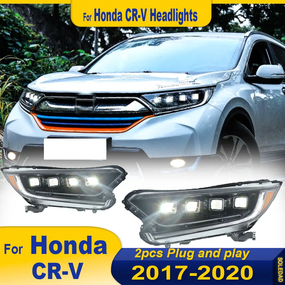 2pcs Headlights For Honda CR-V 2017 2018 2019 2020 CRV DRL H7 LED Bi Xenon Bulb Assembly upgrade Dynamic Signal Accessories