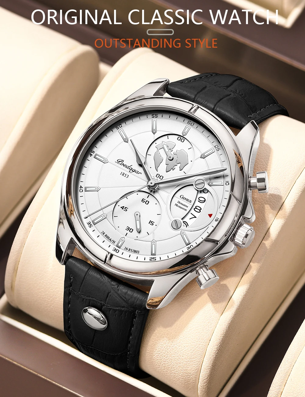 POEDAGAR Luxus Mann Armbanduhr Chronograph Datum Wasserdichte Leder Männer Uhr Casual Quarz herren Uhren Sport Männliche Uhr Reloj – Detail 14