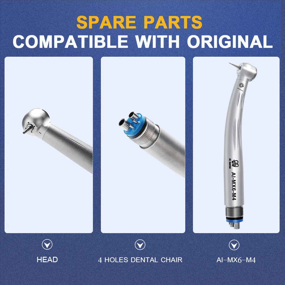 Dental AI-MX6-M4 Air Turbine Handpiece Lightness High Speed hand piece connect 2/4 Holes dental chair Without LED Light