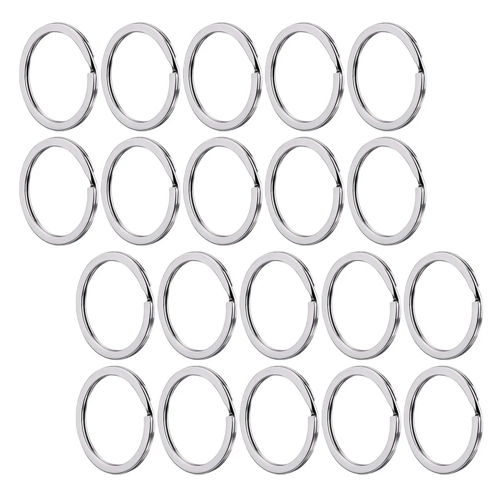 100 Pcs Key Ring Attachment Rings Metal Round Chains Flat Circle Keychain Split