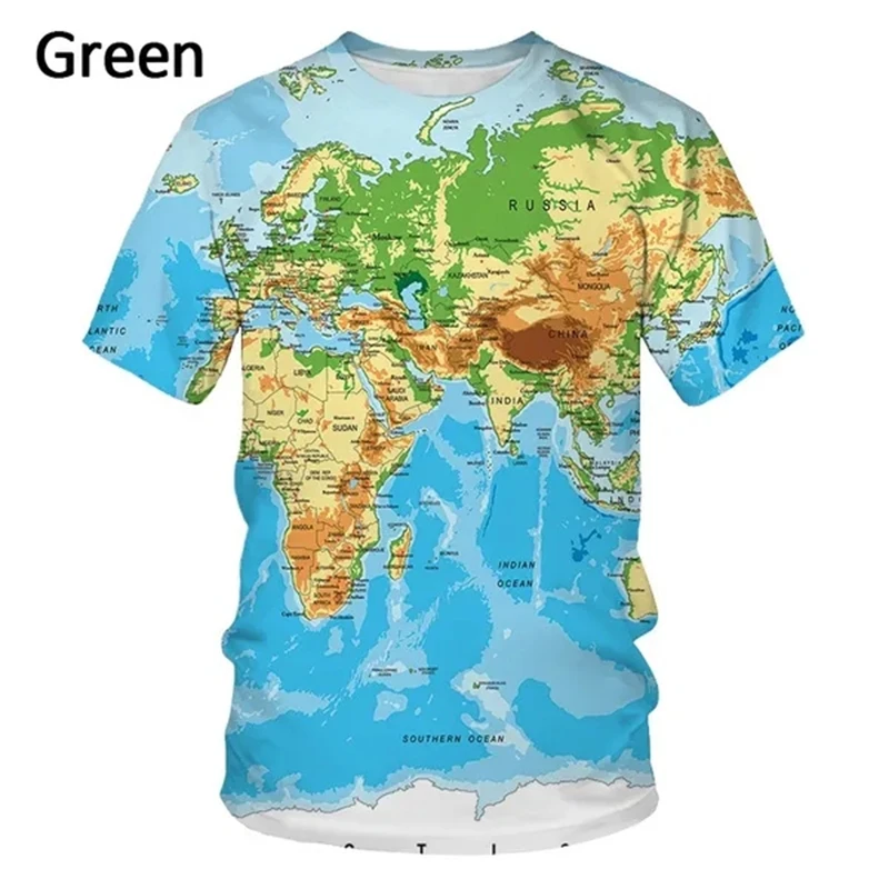 World Map Men's Fashion 3D Printed T-shirt Casual Fun Short Sleeve Novelty Men's Graphic T-shirt  Tees Y2k Tops Mens Clothing view 3