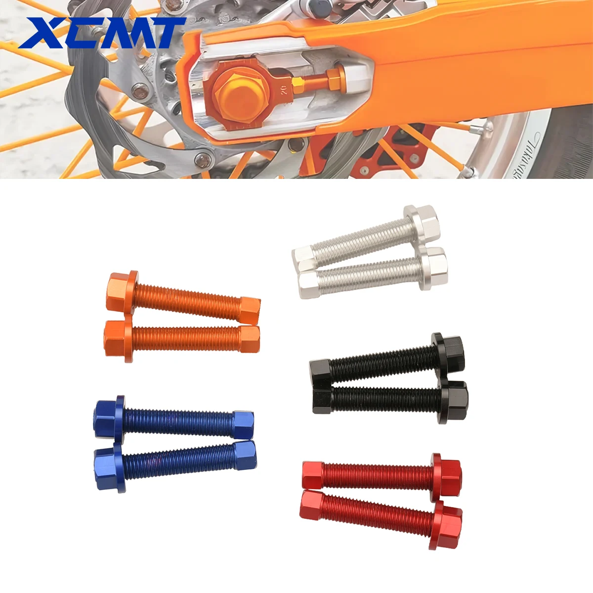 Motorrad CNC Hinterachse Blöcke Kettenspanner Bolzen Für KTM 125 150 250 300 350 450 500 XC XCF XCW SX SXF EXC EXCF TPi Sechs Tage