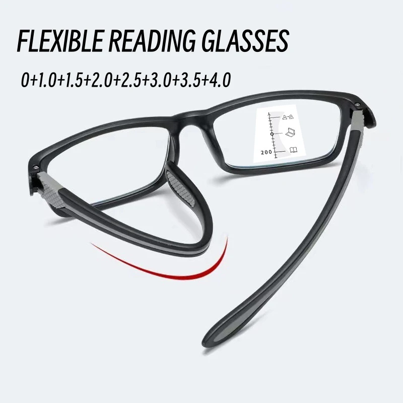 

2023 Fashion Multifocal Presbyopic Glasses Anti Blue Light Ultra Clear Sports Reading Glasses Luxury TR90 Frame Reading Eyewear