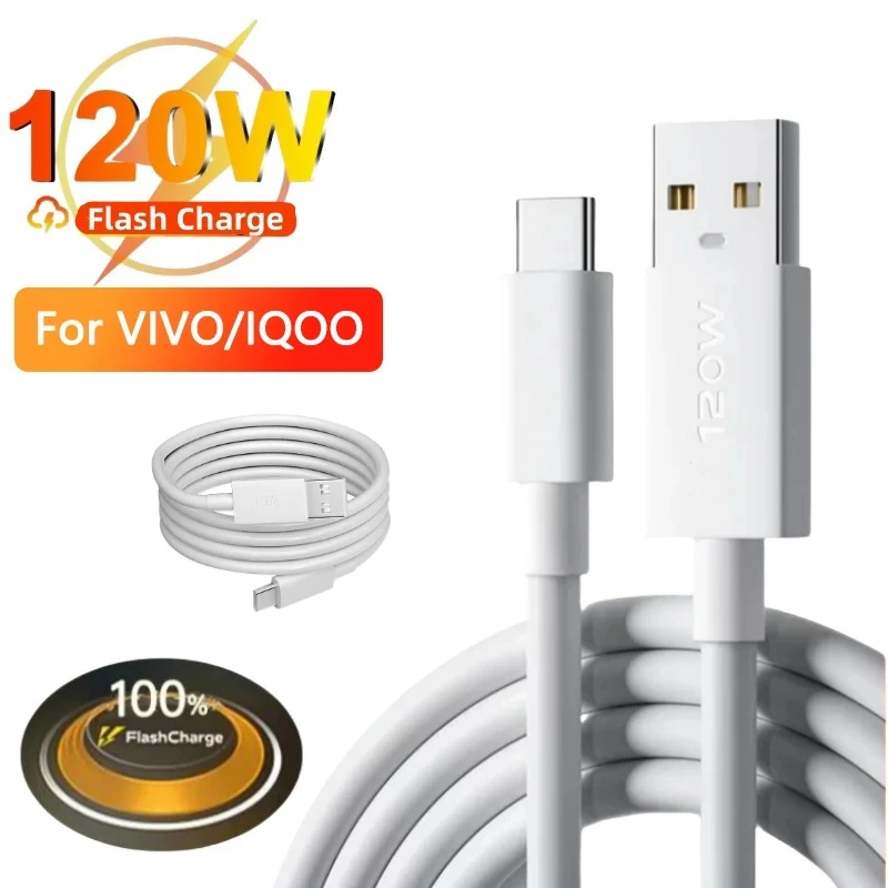 120W 80W 20V 6A Super Flash Charge Cable USB Type C Charger For VIVO IQOO 9 8 7 6 5Pro Neo 6 SE T2 S15 X80 X Note 5G