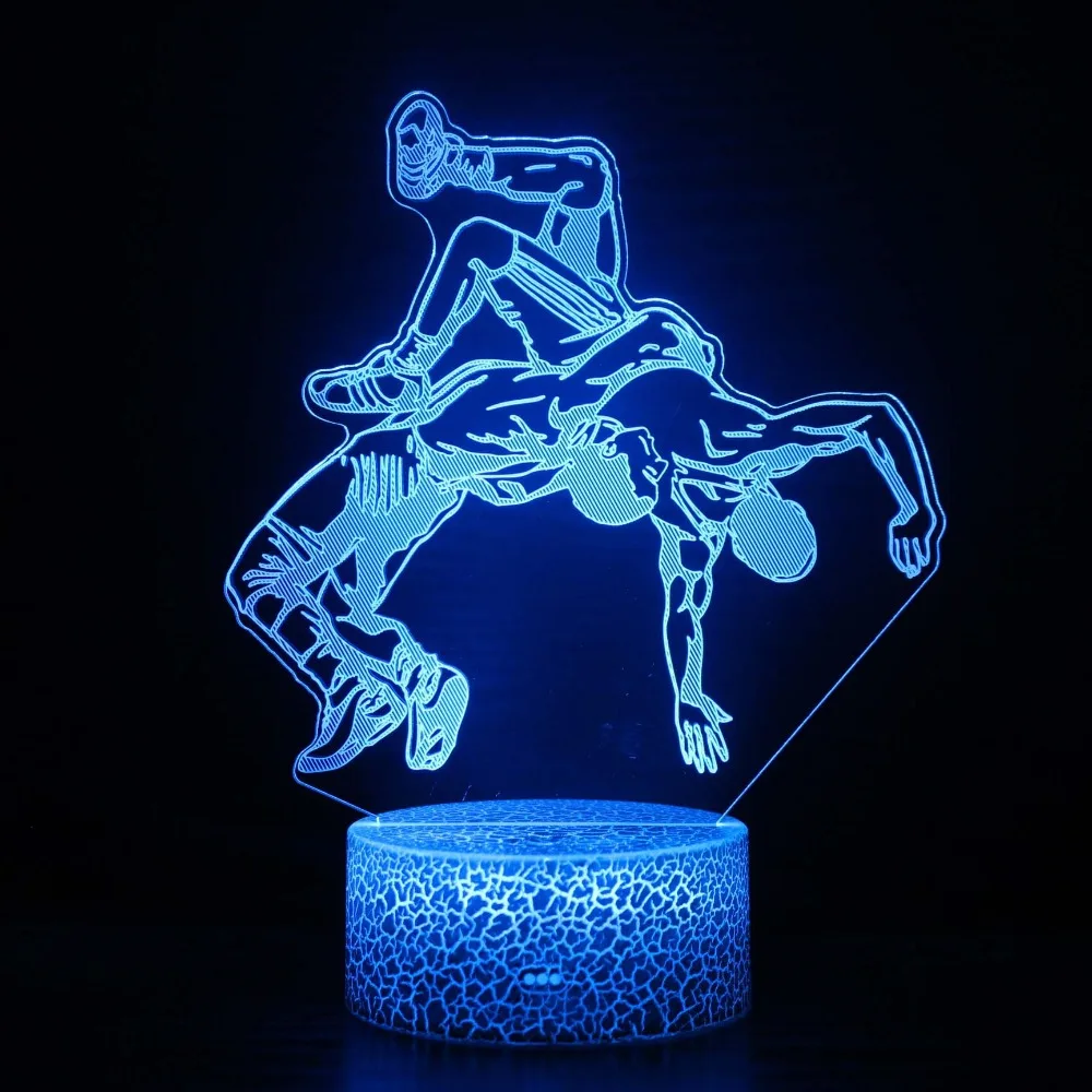 3D Wrestling Night Light Decor Table Desk Optical Illusion Lamps 7 Color Changing Lights LED Table Lamp Birthday Gift for Kids
