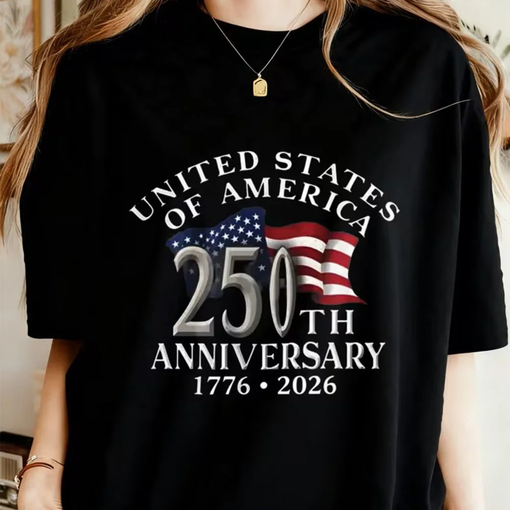 

Patriotic USA 250th Anniversary 1776-2026 Print Biking Sports Shirts Short Sleeve Graphic Casual Top for Celebrating 4th of July