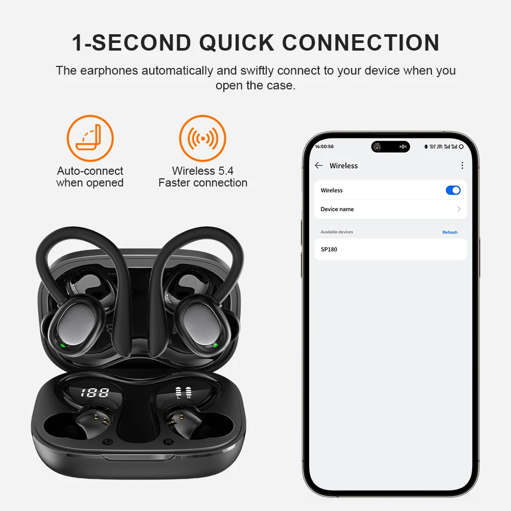الأصلي Xiaomi SP180 الأذن هوك سماعات سماعات لاسلكية HiFi ستيريو سماعات مقاومة للماء LED عرض طويل الاستعداد سماعات الأذن #6