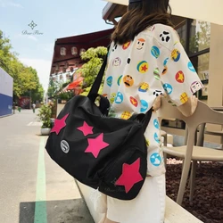 Y2K Korean Vintage Star Silver Crossbody Shoulder Bag High Capacity Tote Bag Outdoor Sports Fitness Bag Travel Luggage Handbags