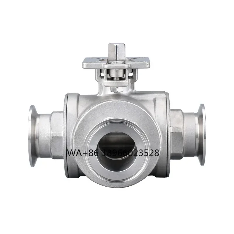 Manual clamp type industrial grade T/L reversing diverter valve 304 stainless steel three-way quick-loading high platform ball v