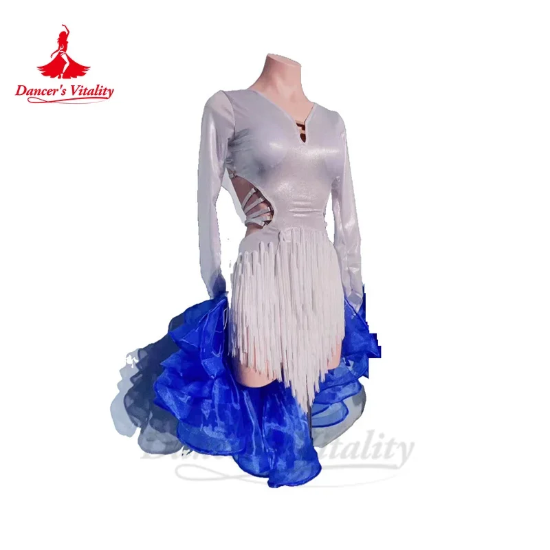 

Latin Dance Dress for Women Spandex Long Sleeves Rumba Chacha Tango Practice Costume Skirt Custom Adult Childn Latin Dresses
