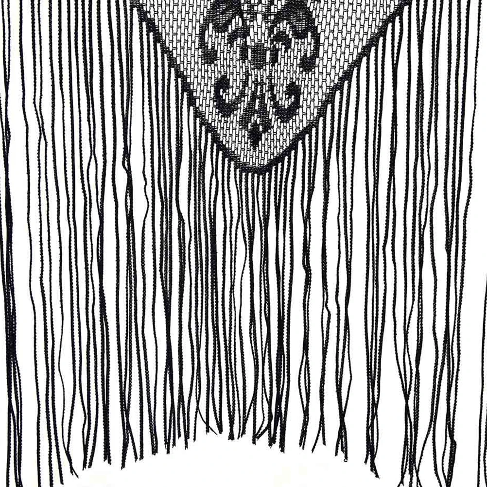 

Tassels Skull Garland Halloween Banner Black Lace Curtains Decor Reusable Door Lace Tassel Curtain Supplies Supplies