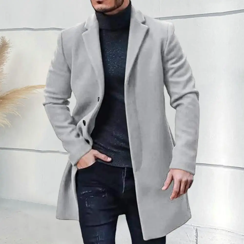 Miękka męska odzież wierzchnia kurtka płaszcz męski jednolity kolor z długim rękawem płaszcz z guzikami kurtka luźna na jesień zima dla mężczyzn