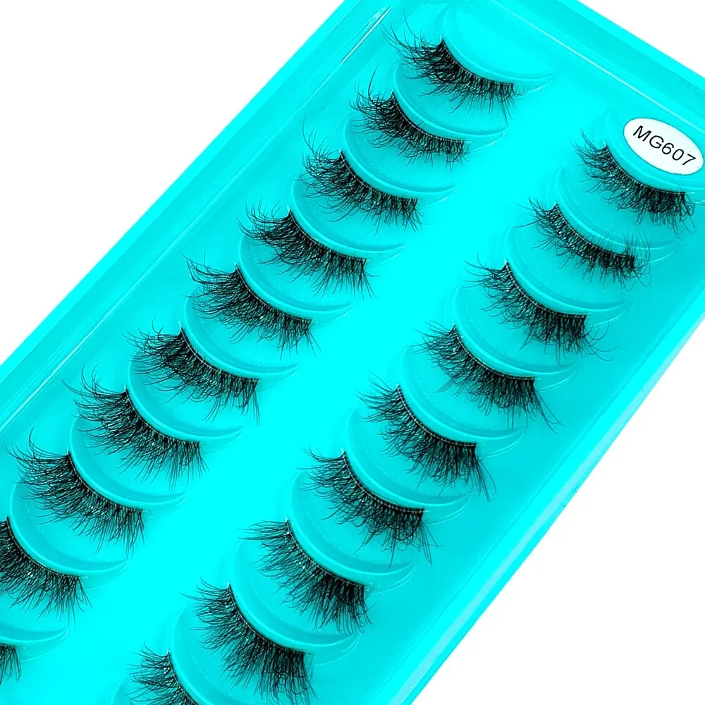 New 10 Paris Half False Eyelashes with Clear Band Wispy Cat Eye Look Natural Short Lashes Faux Mink Fake Eyelashes