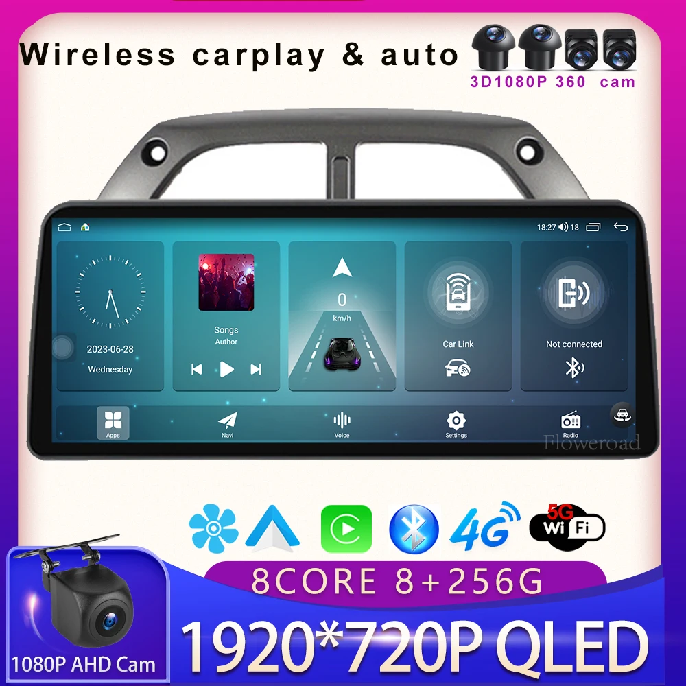 

For Toyota RAV4 RAV 4 2001-2006 12.3‘’QLED Screen Car Radio Video Wireless Carplay Auto Multimedia Player GPS 5GWiFi BT5.0