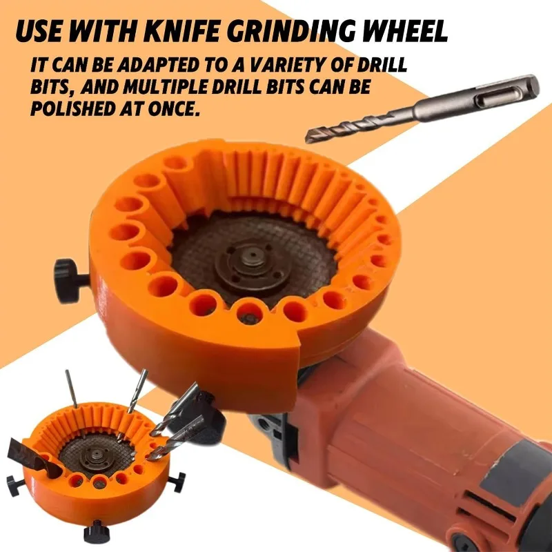 Anti-Stripping Angle Grinder Drill Bit Sharpener, 2-13mm, 20 Holes with Metal Thread Inserts, Fit 115/125 Grinders, Renew Old Bi