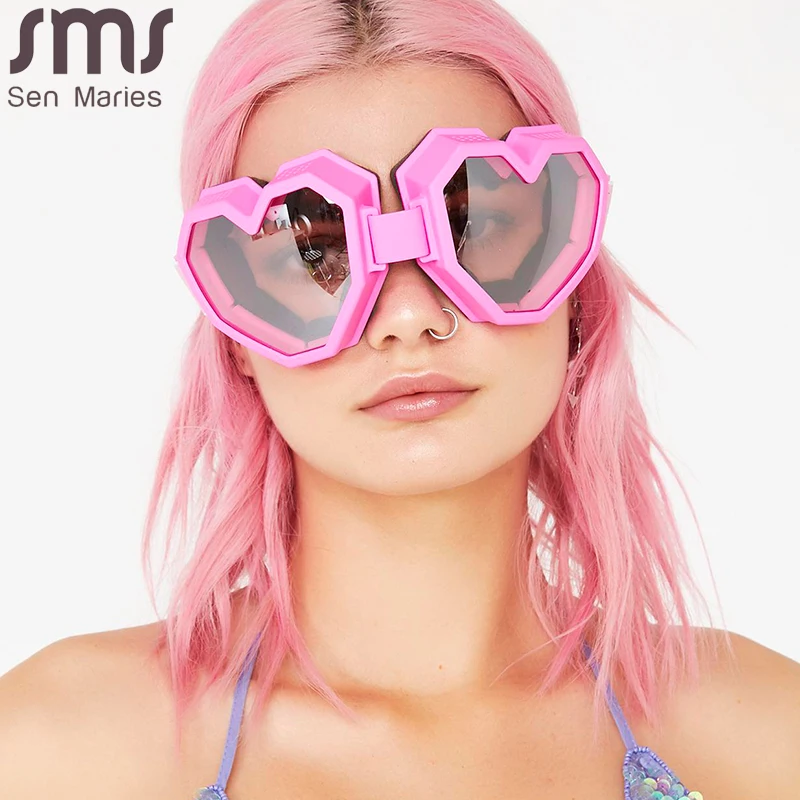 

Heart Shaped Goggle Sunglasses One Piece Women Sunglasses Oversized Gradient Lens Brand Designer Eyeglass Oculos De Sol Feminino