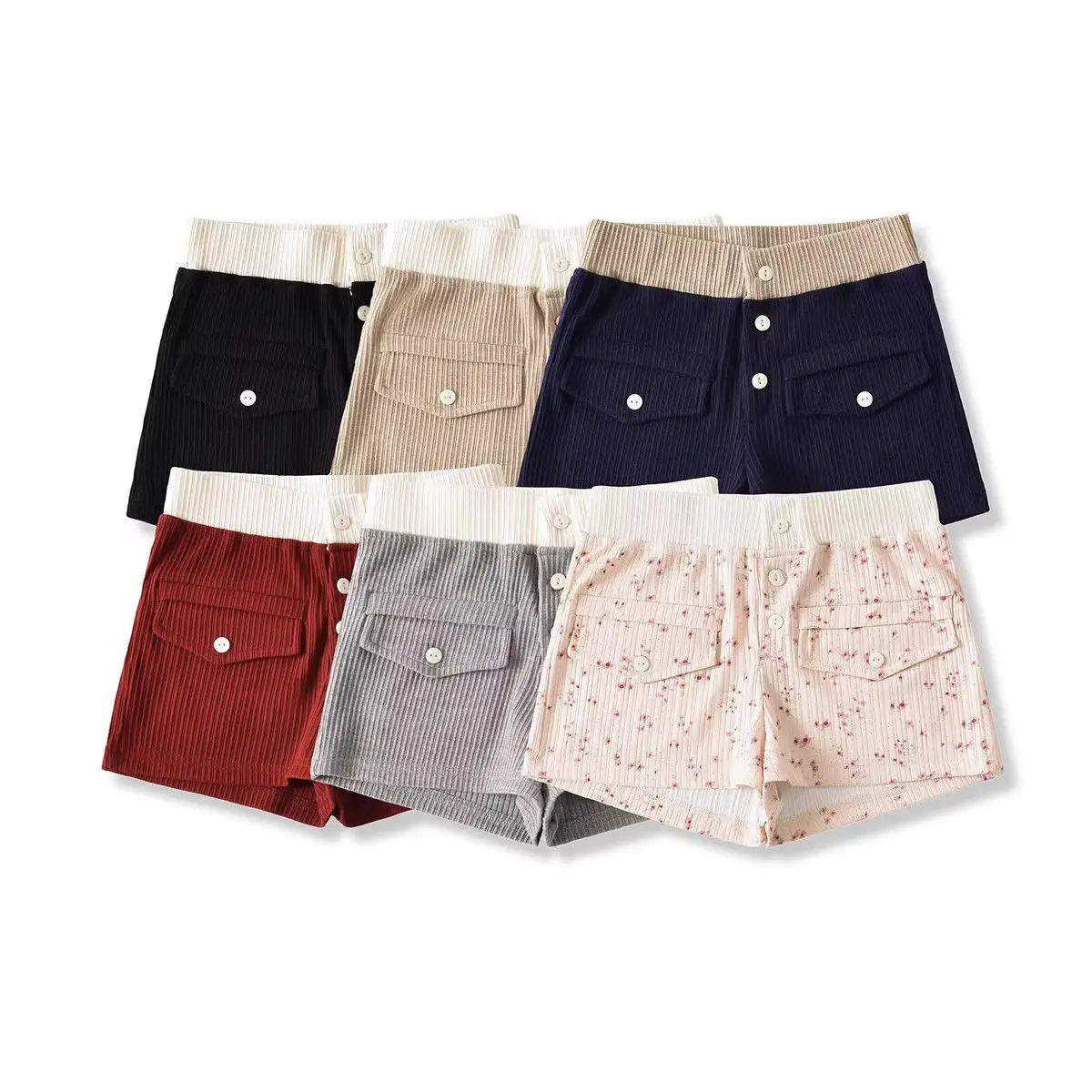 Sweet Sexy Hot Girls Waist Splicing Contrasting Color Low Waist Elastic Tight Shorts For Women Summer Sexy Long Legs Hot Pants