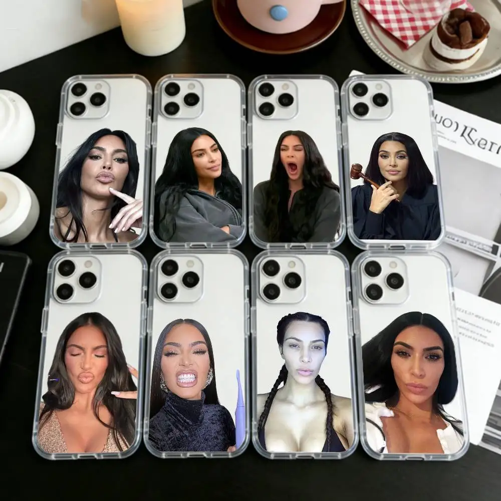 

K-Kim K-Kardashian M-Memes Phone Case For iPhone 17 16 15 14 13 12 11 Mini Pro Max Plus Transparent Cover
