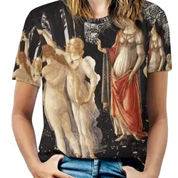 Sandro Botticelli-Primivera-Spring Fashion Print Women Ladies Girls T-Shirt Harajuku Round Neck Short Sleeve Tops & Tees Sandro