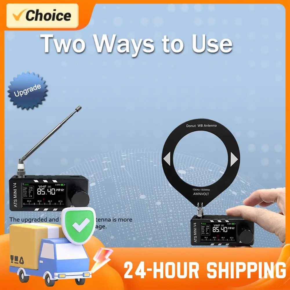 راديو الجيب AMNVOLT V4 ATS MINI SI4732 كامل النطاق DSP راديو FM AM SSB LSB USB استقبال خارجي ث/دائرة مكبر صوت سماعات الأذن