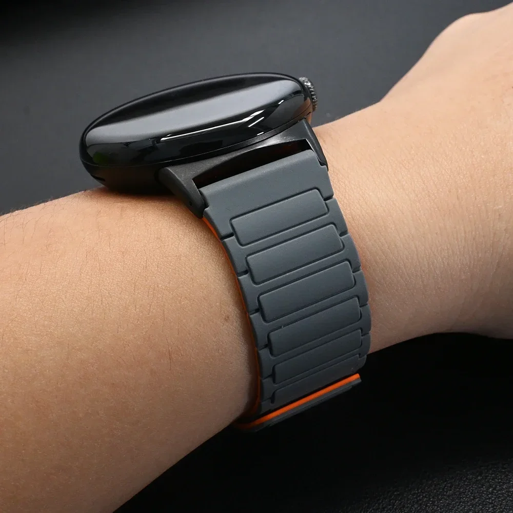 حزام سيليكون ناعم لساعة جوجل بيكسل 3 45 ملم معصمه استبدال الملحقات لساعة جوجل بيكسل 3 45 ملم سوار مغناطيسي