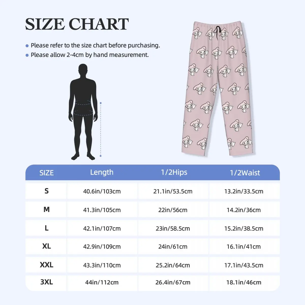 Custom Melody Pajama Pants for Men Pink Rabbit Lounge Sleep Drawstring Sleepwear Bottoms with Pockets