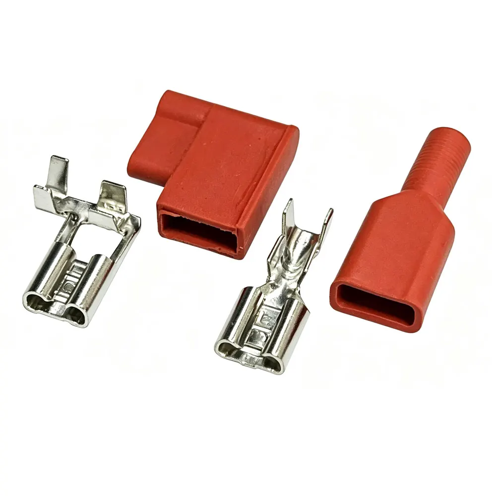 20pcs thicken 0.5MM type-L Cable Lugs Set Flat Plug Sleeves Brass Crimp Plug Electrical Connectors 6.3mm for Car Motorcycle