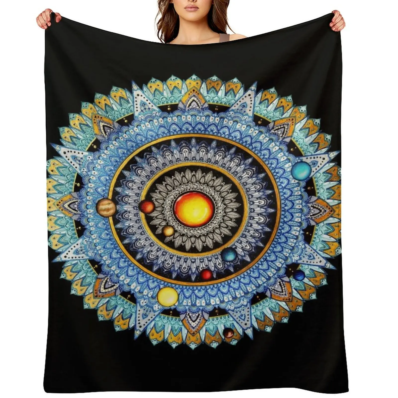 

Solar System Mandala Throw Blanket wednesday Summer Luxury Shaggy Blankets