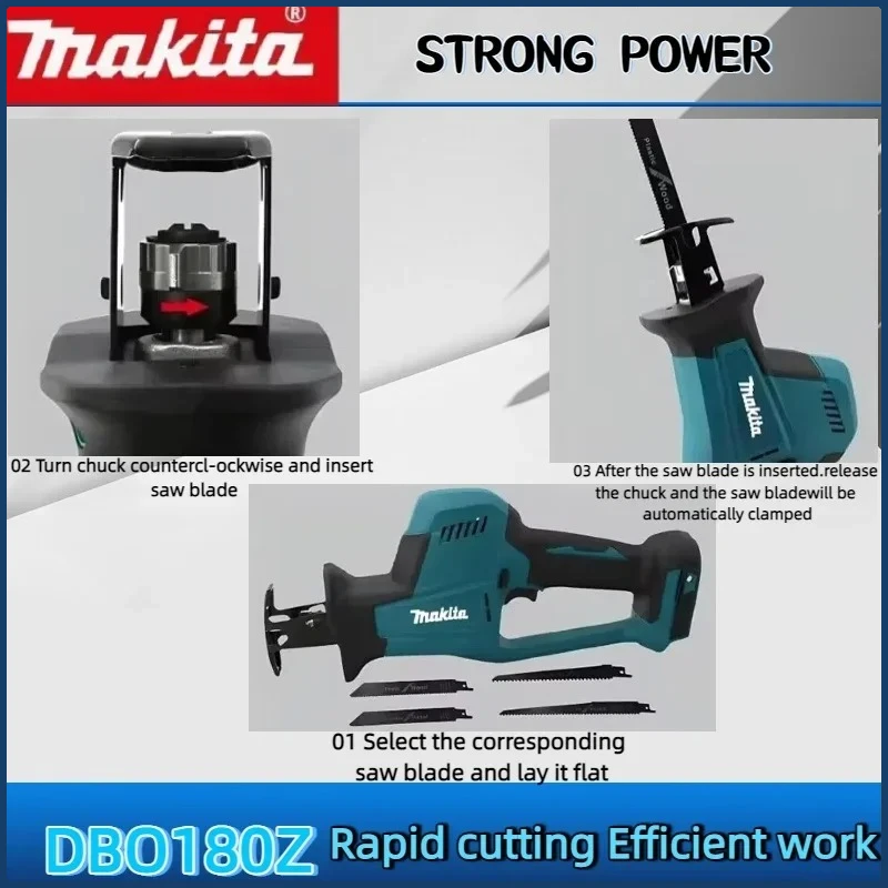 ماكيتا DJR189 منشار ترددي كهربائي بدون فرش قابل لإعادة الشحن منشار قطع المعادن النجارة 18 فولت منشار كهربائي محمول باليد