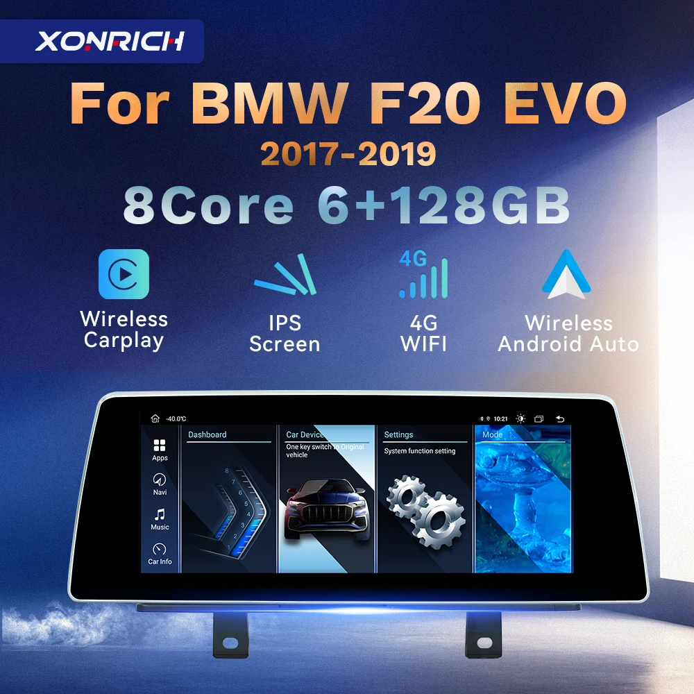 XONRICH Drahtlose CarPlay Android Auto Auto Multimedia Player Für BMW 1er F20 F21 2er F23 2017-2019 EVO 4G Wifi Stereo