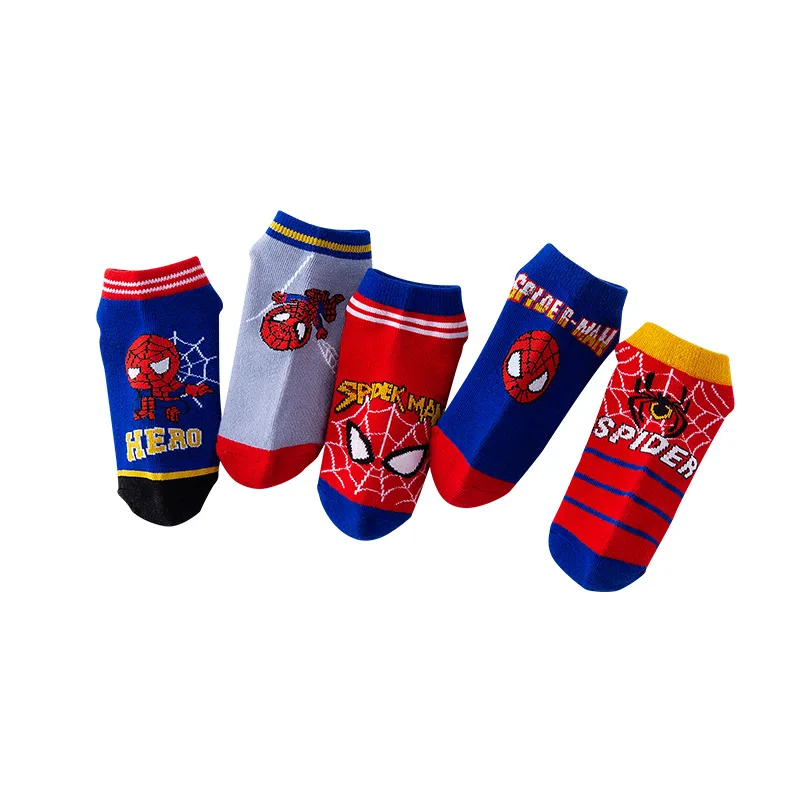 5 Pairs Children Socks Marvel Spiderman cartoon anime cotton Boys tube socks children Summer Autumn winter socks short baby sock