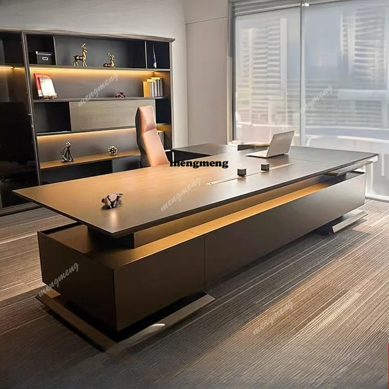 High-end light luxury boss, president's desk, general manager's room, large class desk simple modern table and chair combination