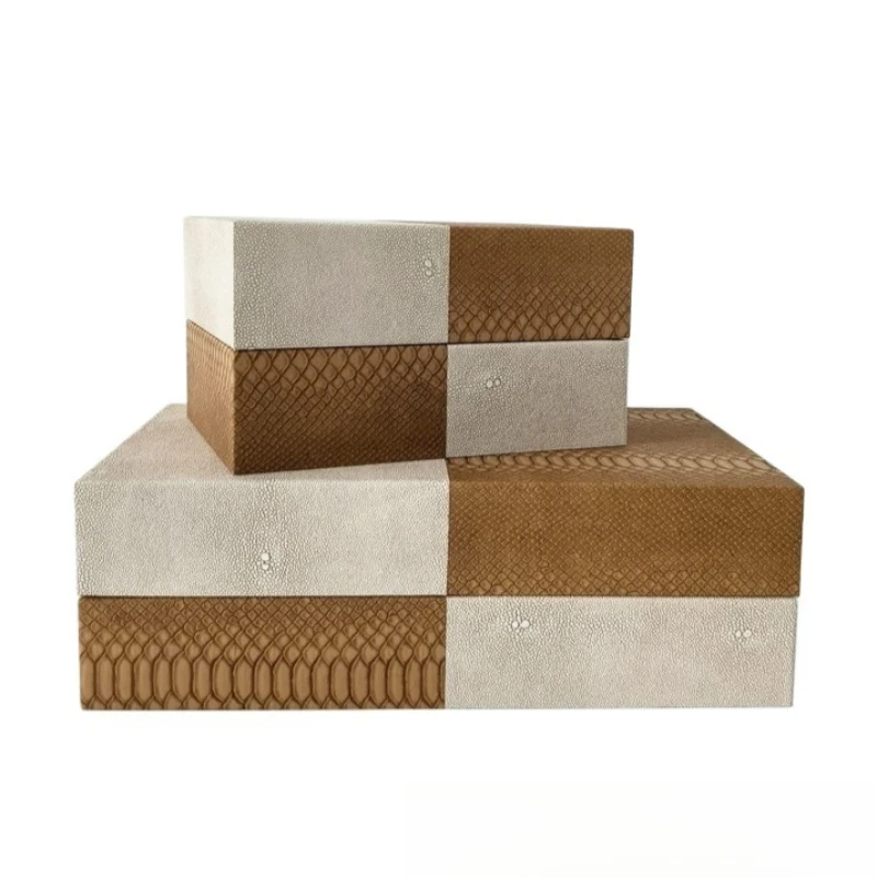 Leather Jewelry Box New Chinese Style Jewelry Organizer Boxes Double Color Ring Bracelet Storage Box Modern Room Decoration Case