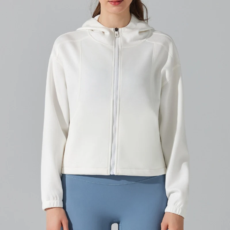 

Женская толстовка на молнии для тренировок, однотонное пальто для бега на открытом воздухе, свободный дышащий топ для спортзала, женская толстовка, одежда