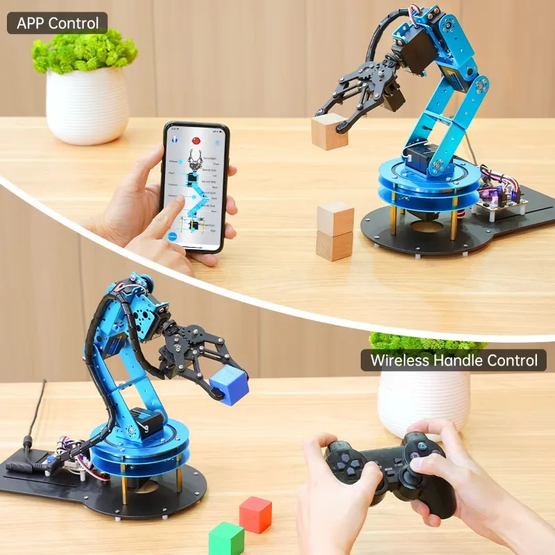 LeArm 6DOF DIY STEM التعليم تعلم البرمجة مخلب سطح المكتب ذراع آلي صغير AI طقم أذرع آلي مع البرنامج التعليمي