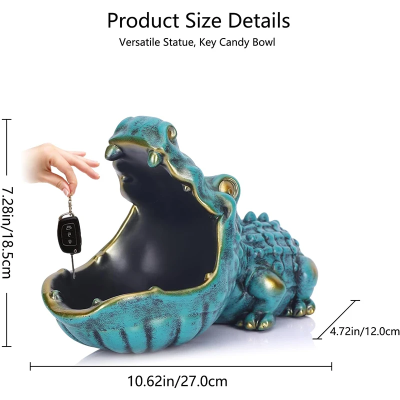 Resin Big Mouse Hippo Ornament Creative Animal Statues Home Living Room Entrance Key Storage Box Desktop Decoration Accessories