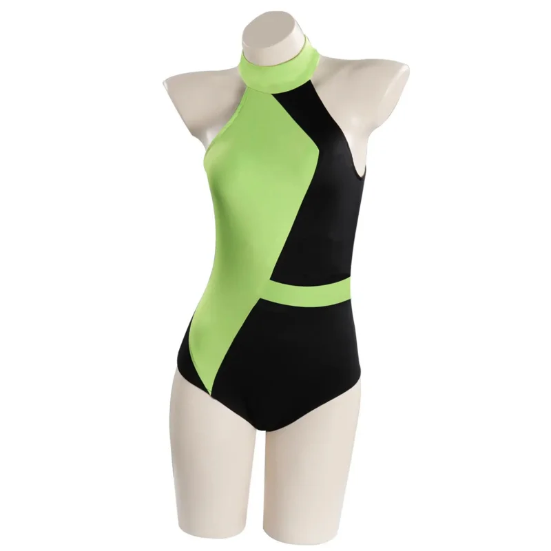 Shego cosplay traje com capuz casaco macacão maiô feminino roupas verdes halloween carnaval festa terno para meninas adultas