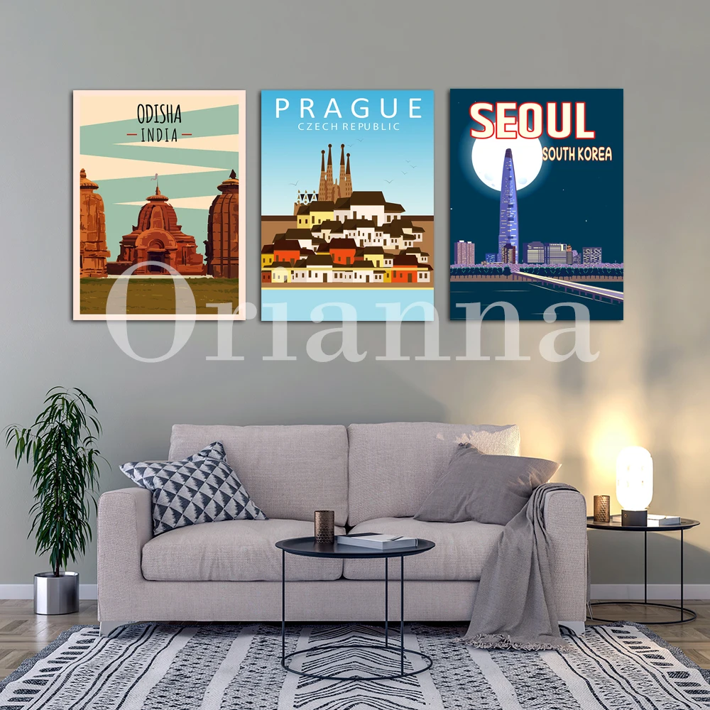 Italy Jakarta Seoul Australia Brazil London Mexico New Zealand India Snowdonia Tunisia Prague Cityscape Trave Poster Print Gift