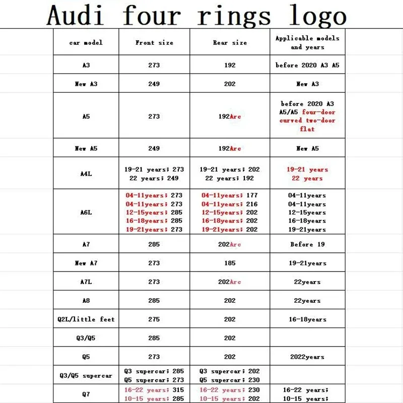 Emblema de Capô Frontal em ABS Cromado Preto com Logo 4Rings para Audi A3 A4 A5 A6 A7 A8 C7 C6 C5 B5 B6 B7 TT