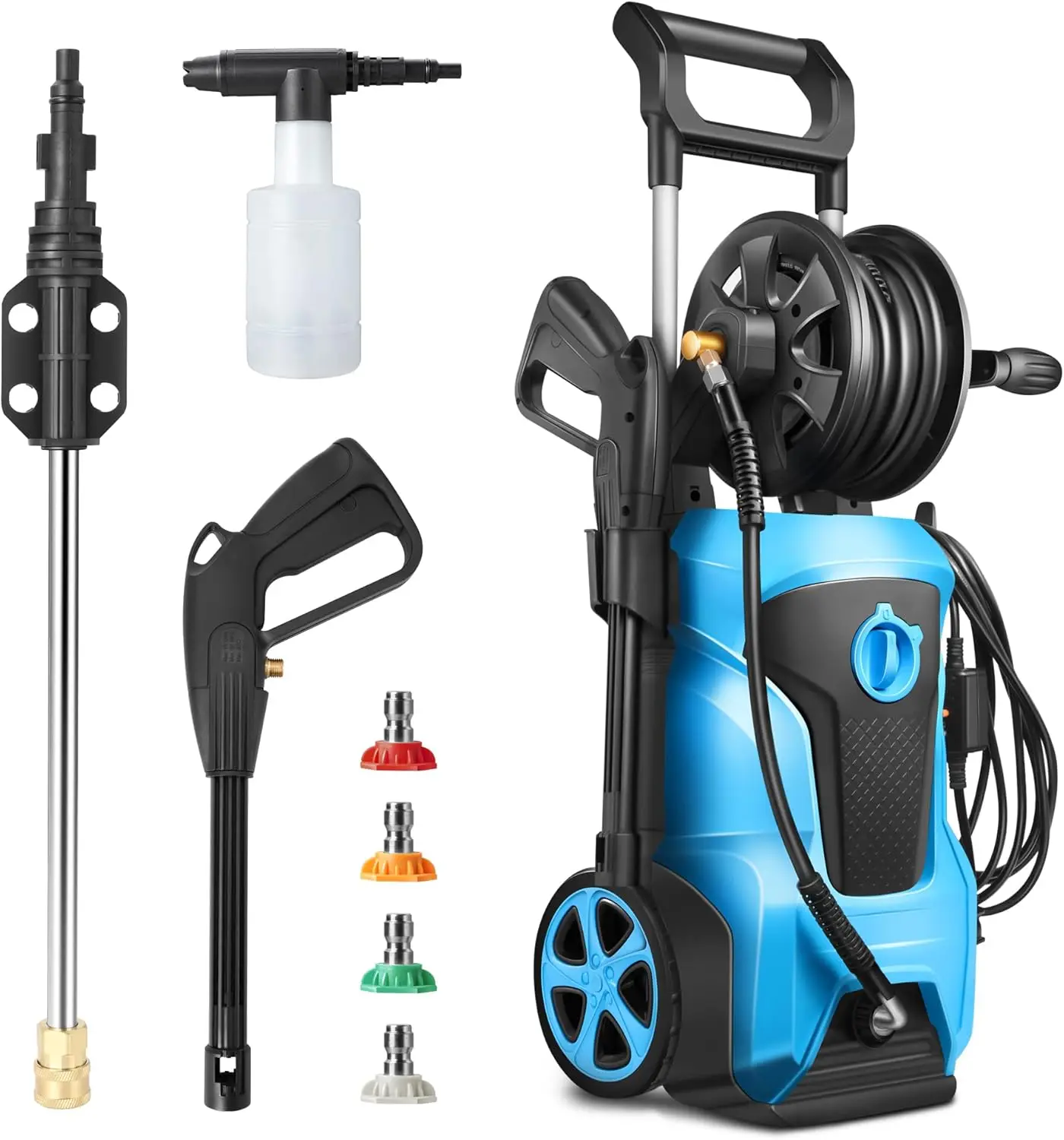 

Electric Pressure Washer 2176 PSI, 2.4 GPM, Blue, Includes Nozzles & Foam Bottle