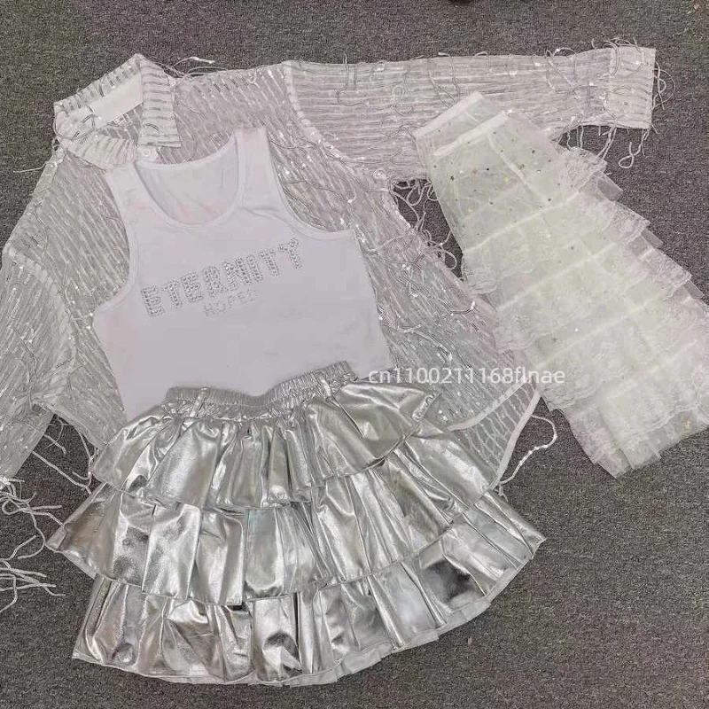 Jazz-Tanzkostüme für Mädchen, glitzernde Pailletten- und Fransenhemden für Kinder, Bühnenoutfit für Gruppenauftritte, Mädchen-Gruppen-Tanzkostüm für die Laufstegbühne. – Detail 3
