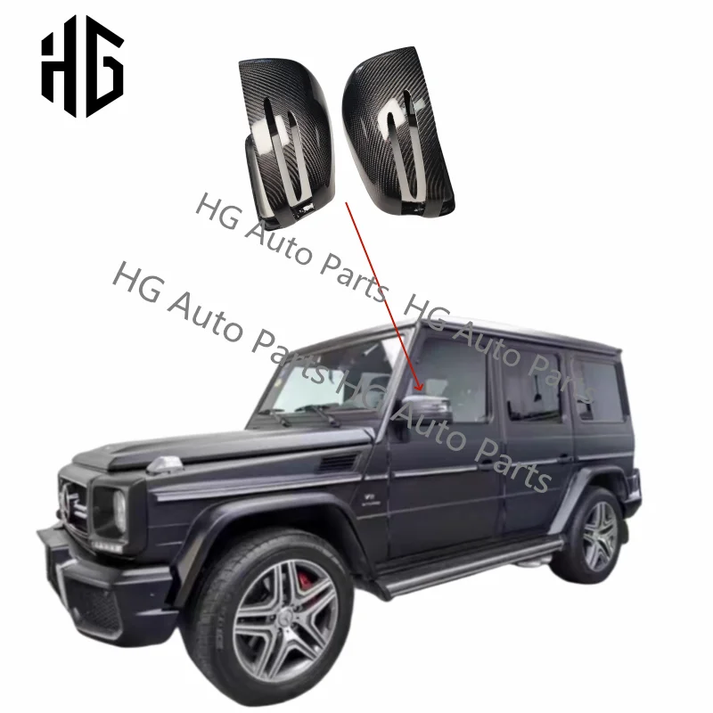 3K Gloss Carbon Fiber Mirror Cover Exterior Rear View Cap Rearview Mirrors Replacement For MB G Class Wagon W463 G63 G55 G500