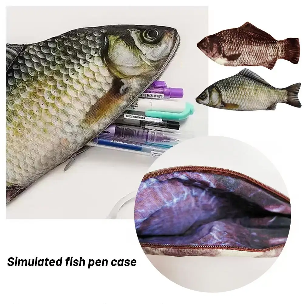 Engraçado forma de peixe lápis caso carteira animal dos desenhos animados saco de estudo caixa de lápis organizador bolsa cosmética suprimentos papelaria m3q3