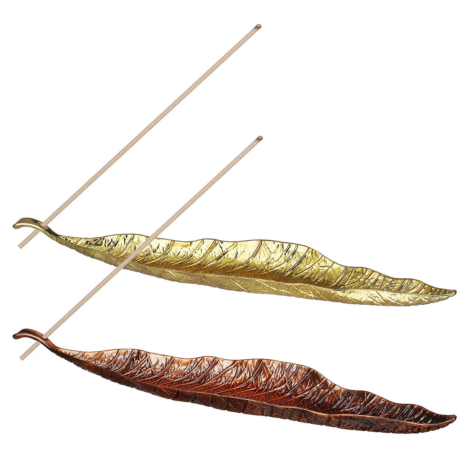 

2pcs Incense Holder Censer Decorative Ornaments for Home Bedroom Metal Zinc Alloy Leaf Shaped Stick Burner Yoga