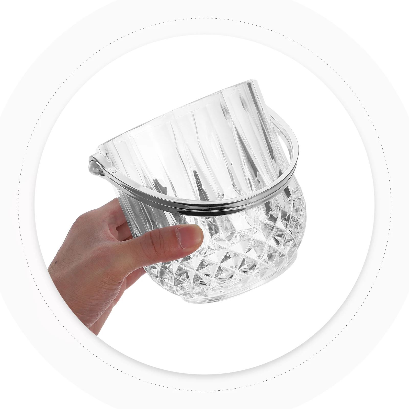 

Portable Ice Bucket Acrylic Lightweight Transparent Beer Cooler for Cocktail Parties Picnics with Decorative Ice Cubes