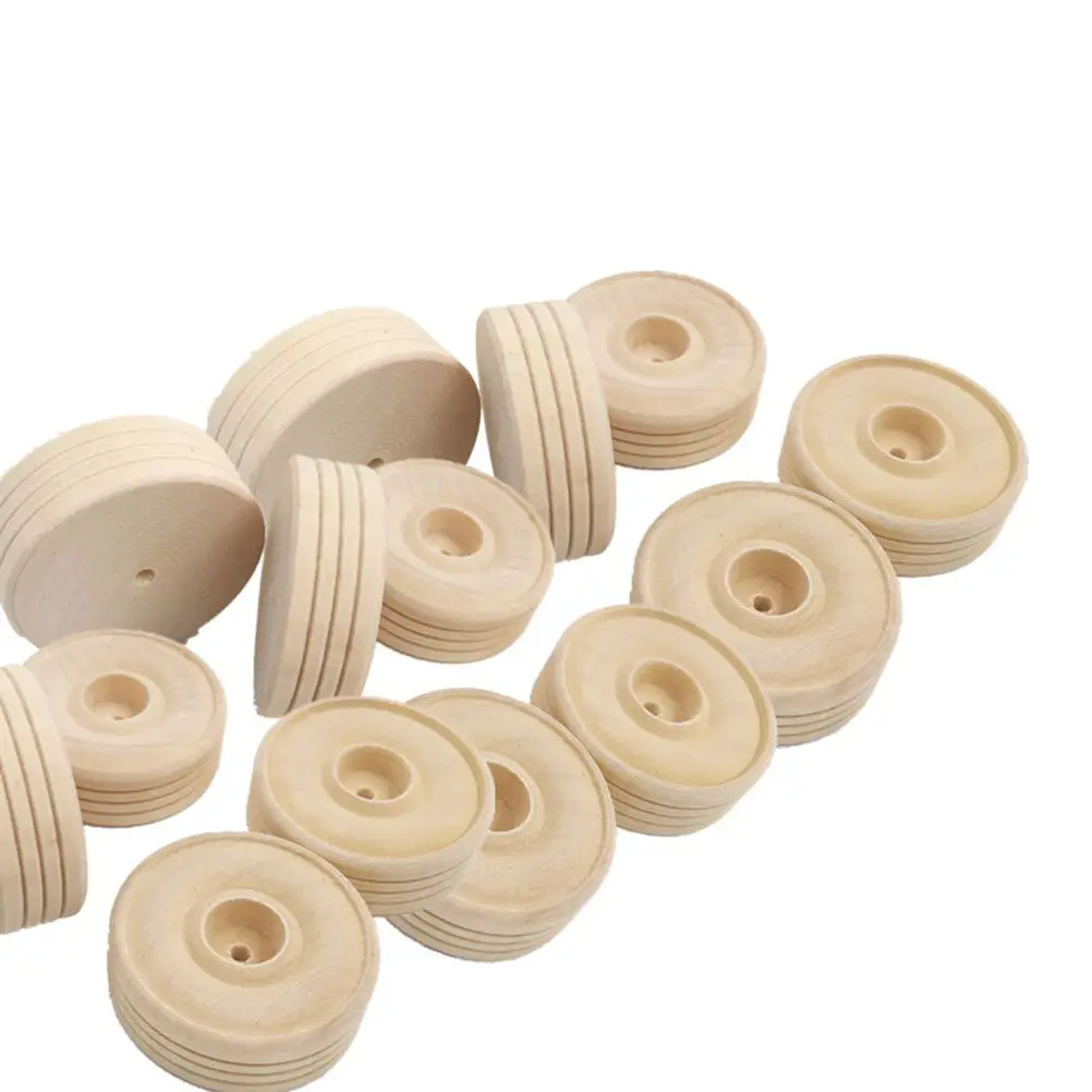 25Pcs Natural Wood Small Wheels DIY Handmade Crafts Accessories for Creative Models Wood Supplies Toy Accessories