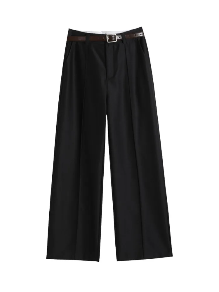 Black Gray Suit Pants High-end Drape Pants Spring And Autumn Casual Straight Leg Pants High Waist Wide Leg Pants