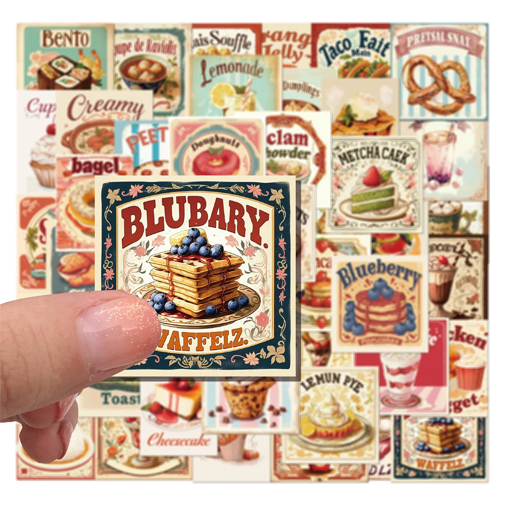 

10/30/50pcs Retro Food Graffiti Stickers Cake Cartoon Decal DIY Phone Laptop Scrapbook Waterproof Decoration Sticker Toys Gifts