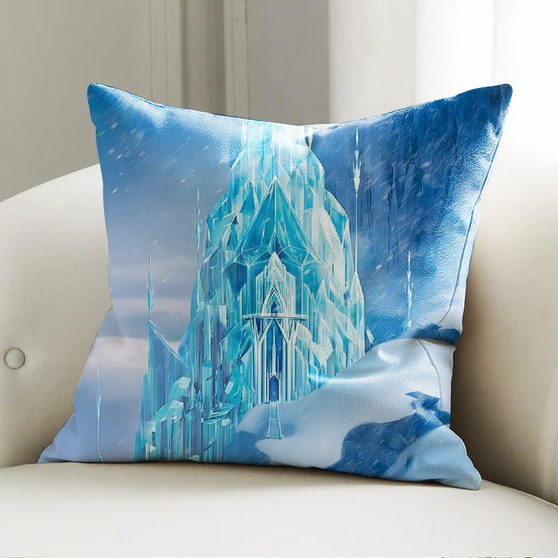 

Disney Frozen Ice Castle Print Soft Velvet Pillow Case Decorative Cushion Cover for Kids Sofa Bedroom Play Area