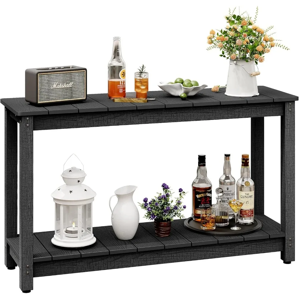 

Outdoor Console Table, 48" Weather Resistant HIPS Patio Side Table, 440LBS Weight Capacity, 2-Tier Multifunctional Buffet Bar
